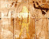 Relief showing Hatshepsut's image chiseled out